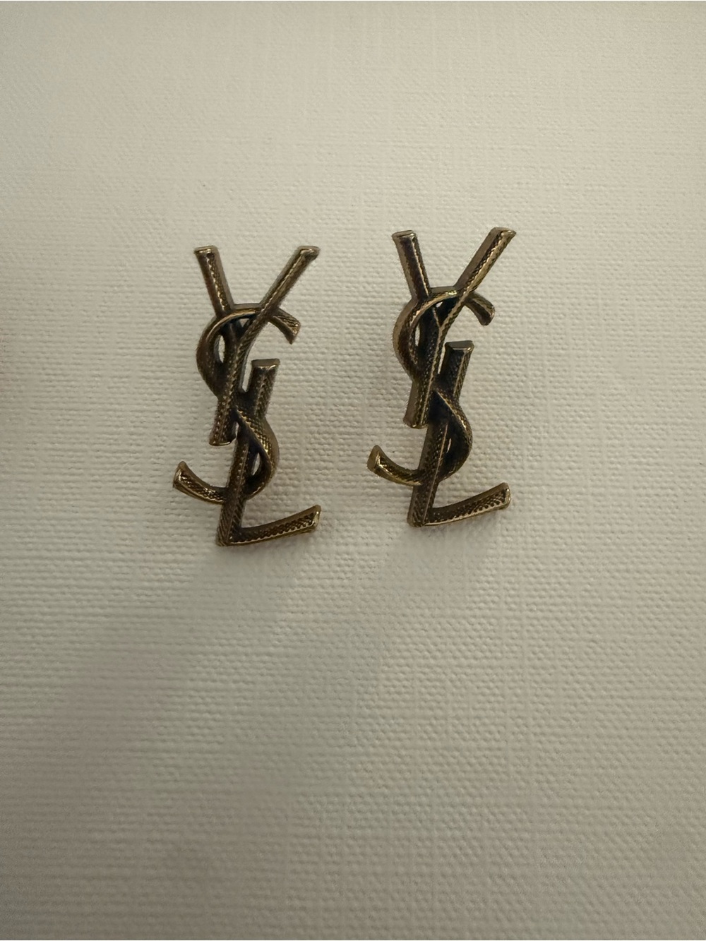 New store display ysl antique gold tone earrings